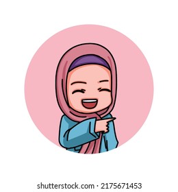 Illustration of female character wearing hijab. Vector Illustration