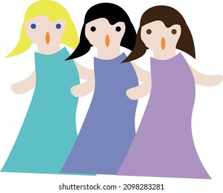 Illustration Of A Female Chorus In A Colorful Dress