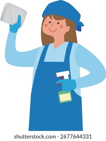 Ilustración de una limpiadora femenina