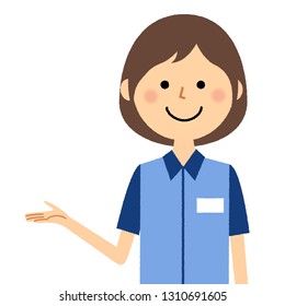 Illustration of a female clerk to explain.