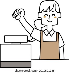 Illustration of a female clerk who is enthusiastic