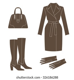 Illustration of female clothing items.