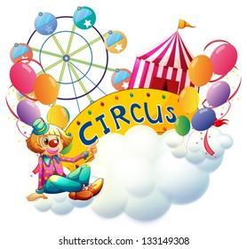 Illustration of a female clown at the carnival on a white background