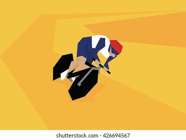 Illustration Of Female Cyclist Competing At Velodrome