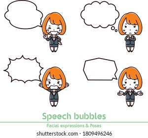 Illustration of female doctor ,expression and pose and speech bubble