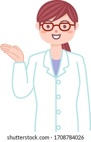 Illustration of a female doctor guiding.