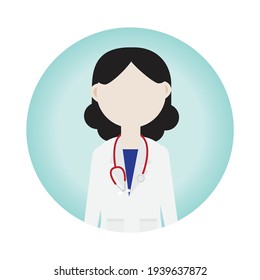Illustration of female doctor icon .