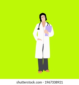 illustration of a female doctor ready to cure her patient