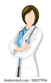 illustration of female doctor with stethoscope on isolated background