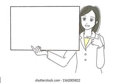 Illustration of a female doctor with a white board