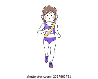 An illustration of a female ekiden runner wearing a sash.