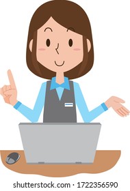 Illustration of a female employee who is explaining