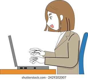 Illustration of a female employee working on desk work