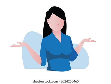 Illustration Female Employees Poses Asking Questions Stock Vector ...