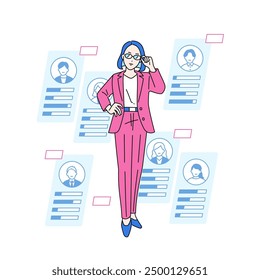 Illustration of a female executive who manages human resources