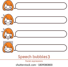 Illustration of female expression and speech bubbles 3