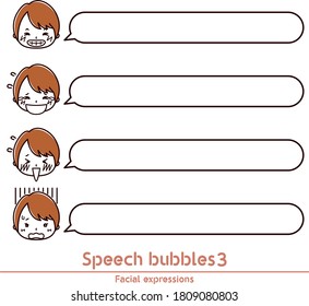 Illustration of female expression and speech bubbles 3