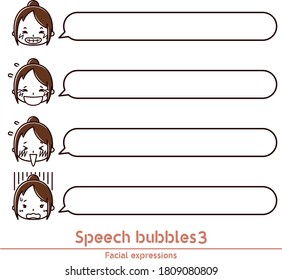 Illustration of female expression and speech bubbles 3