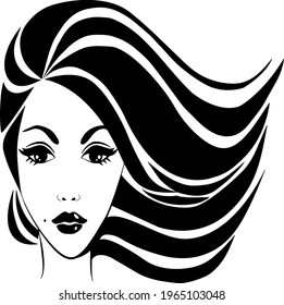 Illustration of a female face. Vector graphics.