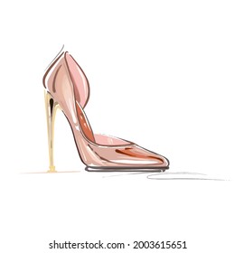 Illustration of female glamorous high heel shoes. Vector illustration