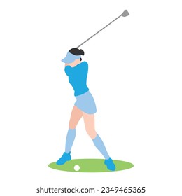 Illustration Of Female Golfer Vector Design,sport training before competition, sporty lifestyle