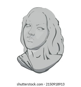 Illustration Of A Female Greek Statue, Bust Of A Statue Of A Young Woman.