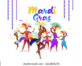 Illustration of Female Group Performance Samba Dance on the Occasion of Mardi Gras.
