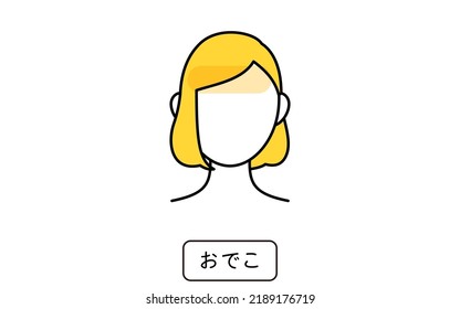 Illustration of female hair removal by part, forehead - Translation:Forehead