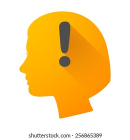 Illustration of a female head icon with an atention sign