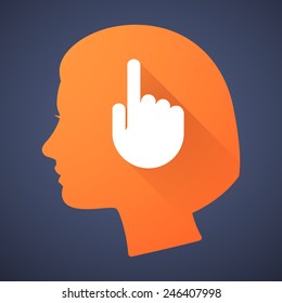 Illustration of a female head silhouette with a hand