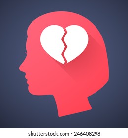 Illustration of a female head silhouette with a heart