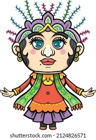 an illustration of female Jakarta puppet dancer