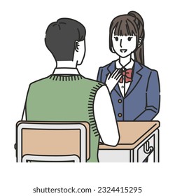 The illustration of Female junior high school students and female high school students who consult on career paths