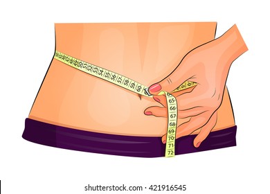 illustration of a female measuring waist with measuring tape