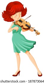 Illustration of a female musician on a white background