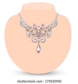 illustration of female necklaces with precious stones
