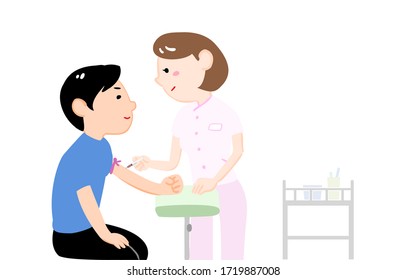 Illustration Of A Female Nurse Drawing A Blood Test And A Male Drawing Blood