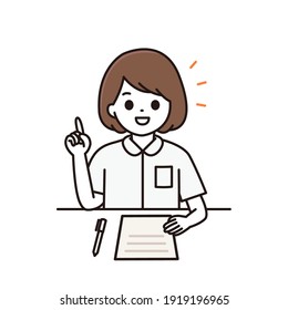 Illustration of a female nurse explaining the points with a smile
