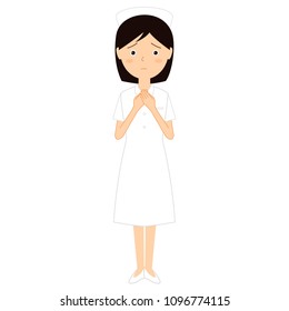 Illustration of a female nurse.She has an uneasy expression.