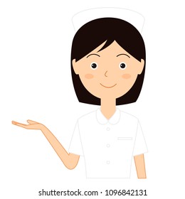 Illustration of a female nurse.She will guide you.