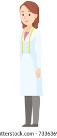 Illustration of a female nutritionist standing diagonally - whole body