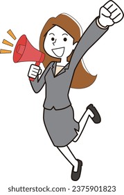 Illustration of a female office worker cheering