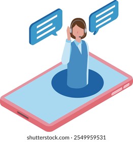 Ilustração de um representante de atendimento ao cliente online feminino