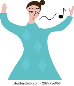 Illustration Of A Female Opera Singer In A Light Blue Costume