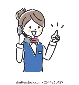 Ilustração de uma operadora falando ao telefone.
