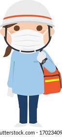 Illustration of a female paramedic wearing a medical mask.