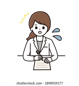 Illustration of a female pharmacist filling out an interview