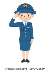 Illustration of a female police officer salute