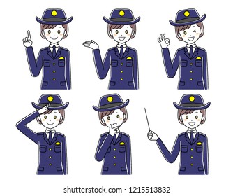 Illustration of female policeman who gestures
