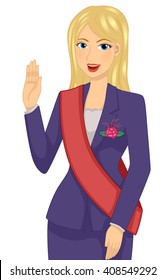 Illustration of a Female Politician Taking Her Oath